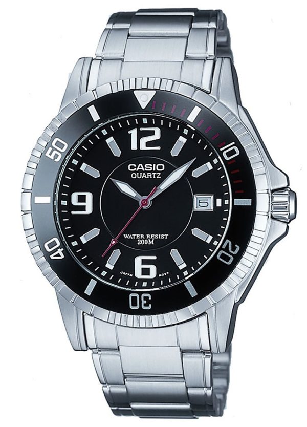 casio herrklocka mtd-1053d-1aves collection svart/stål ø42.6 mm