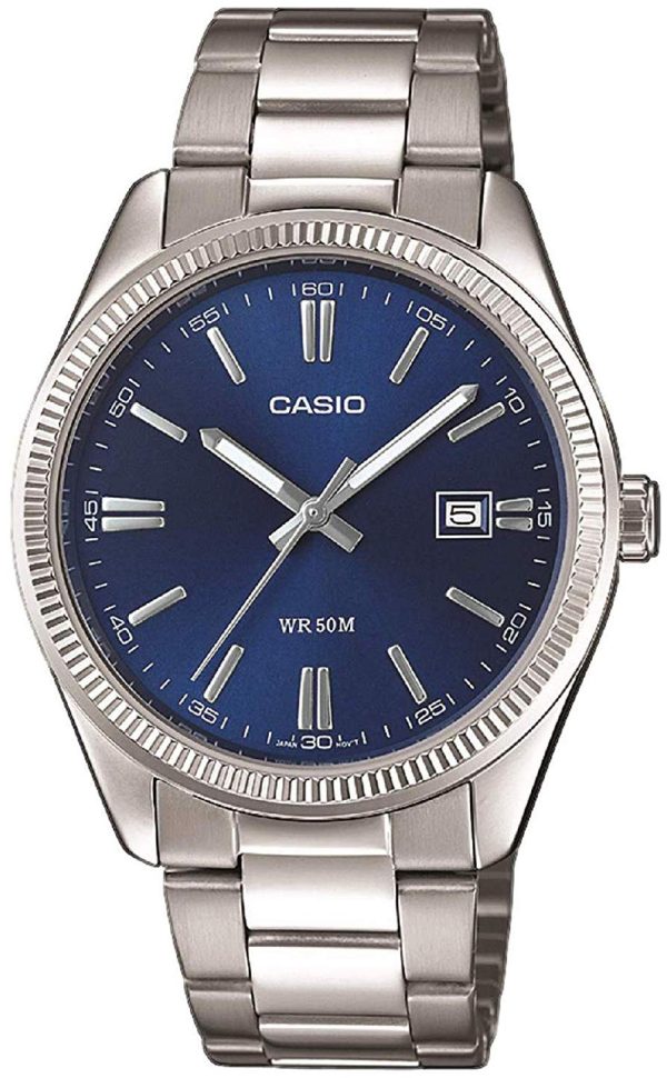 casio herrklocka mtp-1302pd-2avef collection blå/stål ø38.5 mm