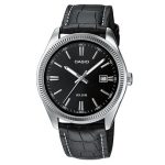 casio herrklocka mtp-1302pl-1avef collection svart/läder ø38 mm