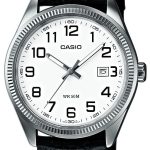 casio herrklocka mtp-1302pl-7bvef collection vit/läder ø38.5 mm