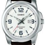 casio herrklocka mtp-1314pl-7avef collection vit/läder ø45 mm