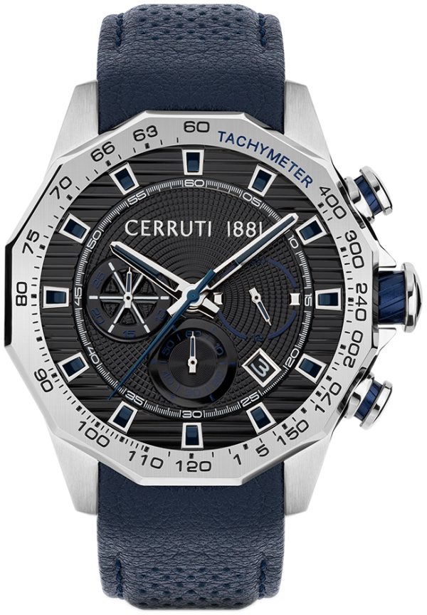 cerruti 1881 herrklocka ciwgc2114002 svart/läder ø44 mm