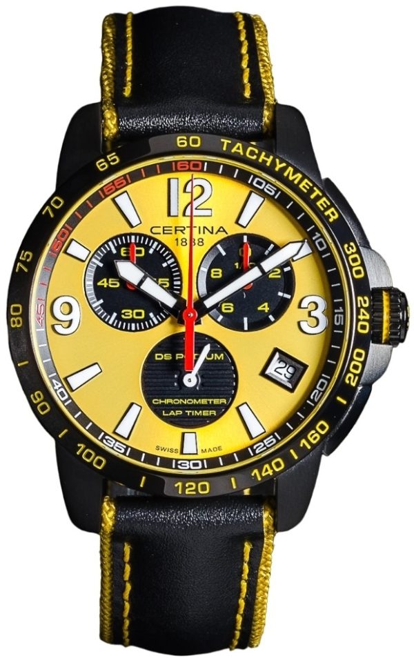 certina damklocka c034.453.36.367.00 ds caimano svart/läder ø29 mm