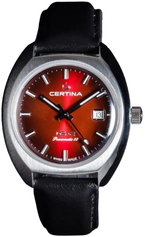 certina herrklocka c024.407.17.421.00 ds 2 röd/läder ø40 mm
