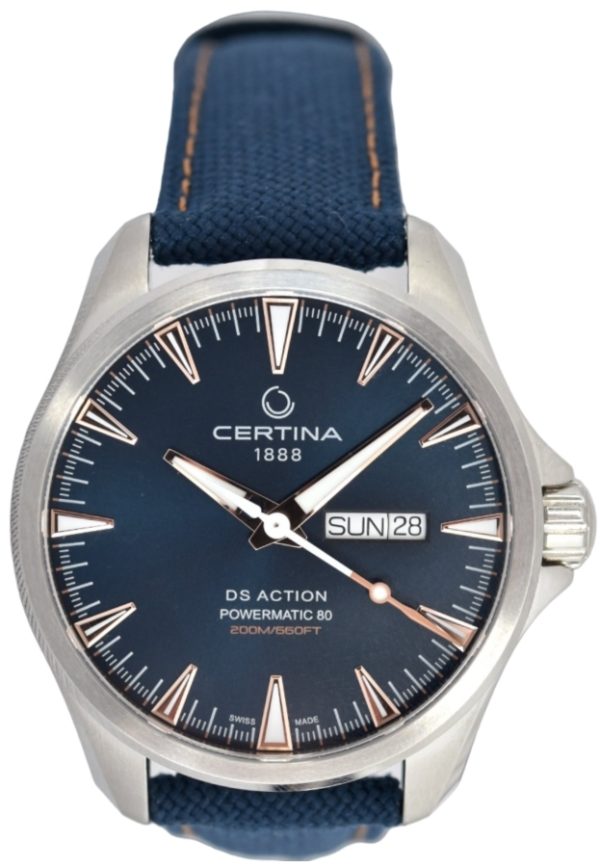 certina herrklocka c032.430.18.041.01 ds action blå/textil ø41 mm