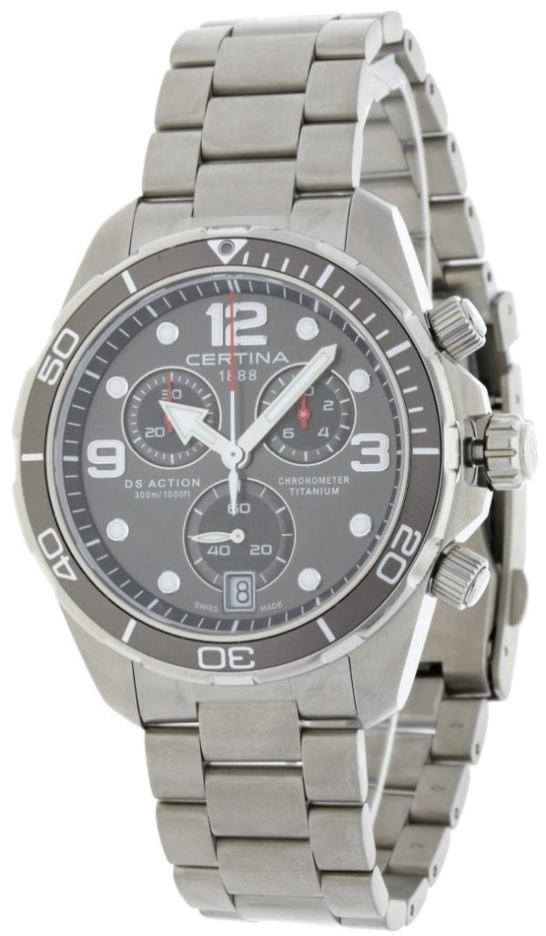 certina herrklocka c032.434.44.087.00 ds action grå/titan ø43 mm