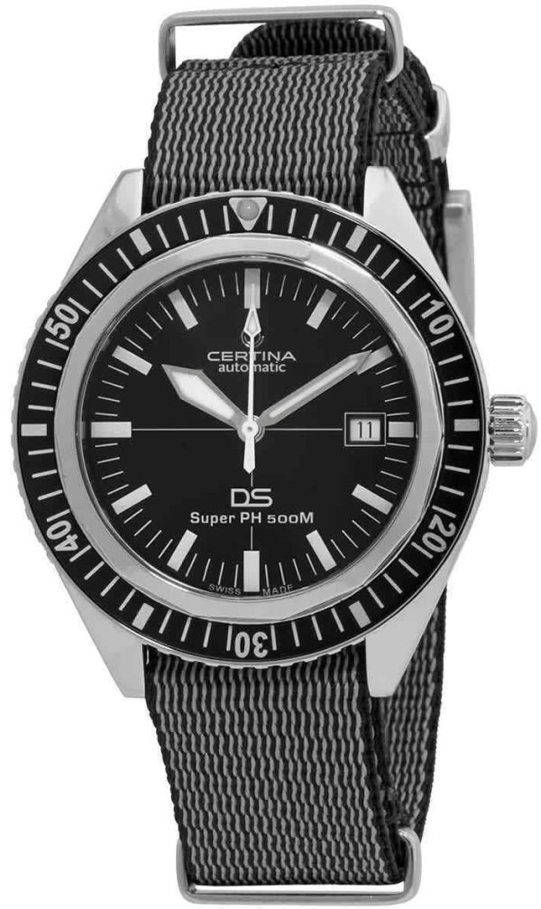certina herrklocka c037.407.18.050.00 ds super svart/textil ø43 mm