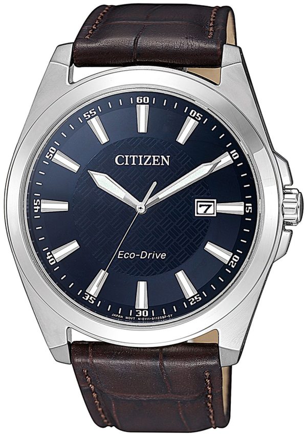 citizen herrklocka bm7108-22l eco drive 180 blå/läder ø41 mm