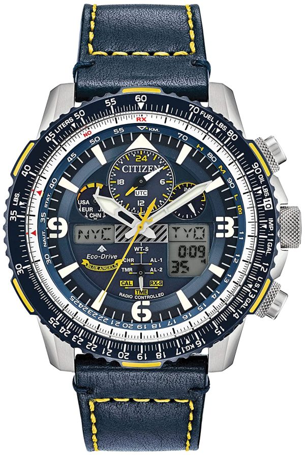 citizen herrklocka jy8078-01l promaster blå/läder ø45 mm