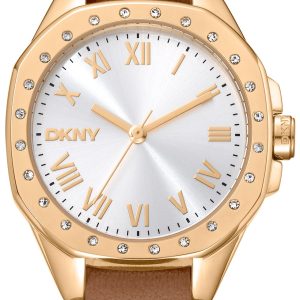 DKNY Damklocka DK1L013L0025 Brooklyn Mini Silverfärgad/Läder Ø30 mm