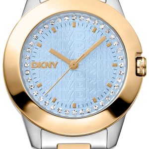 DKNY Damklocka DK1L021M0085 Park Ave Logo Turkos/Guldtonat stål Ø30