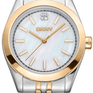 DKNY Damklocka DK1L029M0075 Nolita Midi Vit/Guldtonat stål Ø32 mm