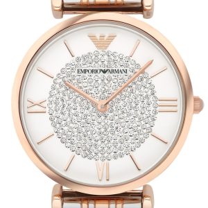 Emporio Armani Damklocka AR1926 Gianni T-Bar Vit/Roséguldstonat