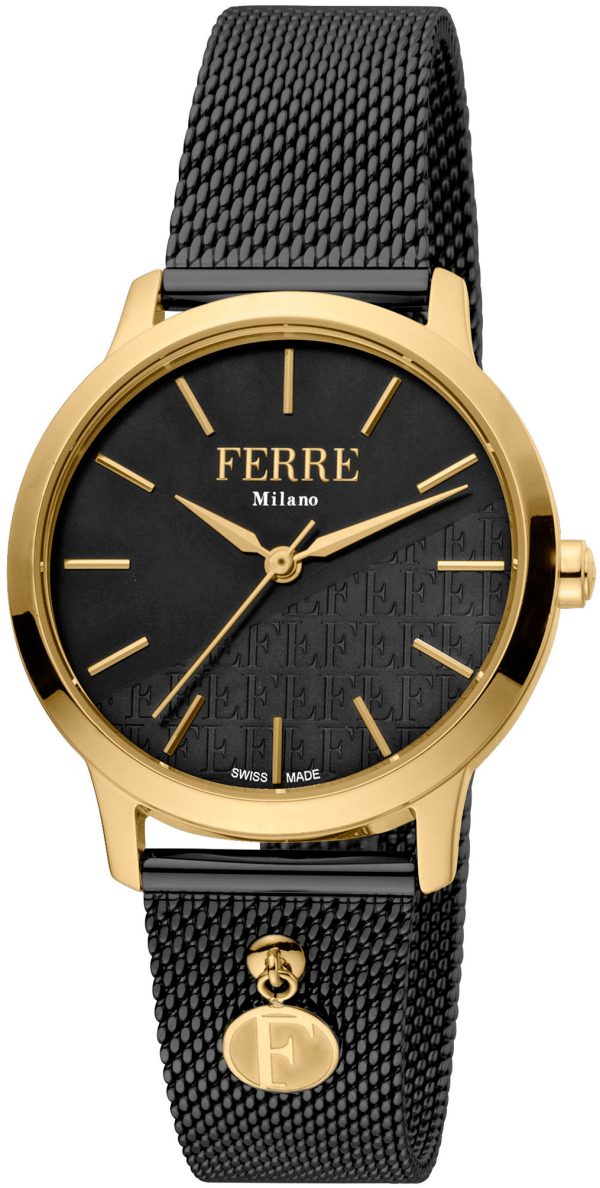 ferrè milano damklocka fm1l152m0121 donna sara svart/gulguldtonat