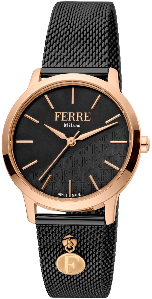 ferrè milano damklocka fm1l152m0141 donna sara svart/roséguldstonat