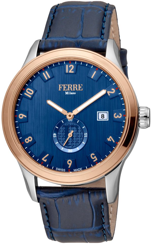 ferrè milano herrklocka fm1g155l0041 silvio blå/läder ø43 mm