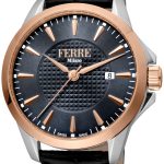 ferrè milano herrklocka fm1g157l0031 lenio grå/läder ø42 mm