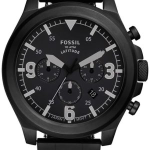 Fossil Herrklocka FS5754 Latitude Svart/Stål Ø50 mm