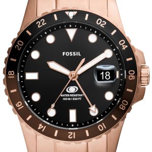 Fossil Herrklocka FS6027 Blue Svart/Roséguldstonat stål Ø42 mm