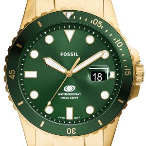 Fossil Herrklocka FS6030 Blue Grön/Guldtonat stål Ø42 mm