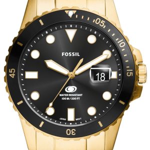 Fossil Herrklocka FS6035 Blue Svart/Guldtonat stål Ø42 mm