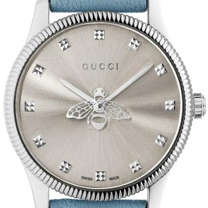 Gucci Damklocka YA1265039 G-Timeless Silverfärgad/Läder Ø29 mm