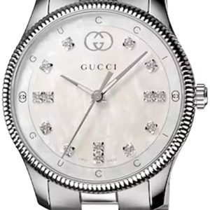Gucci Damklocka YA1265064 G-Timeless Vit/Stål Ø29 mm
