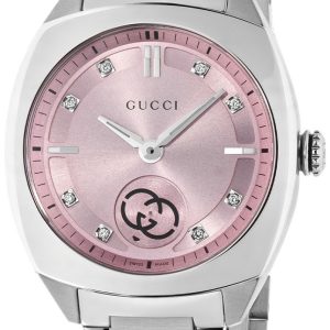 Gucci Damklocka YA142511 Interlocking Rosa/Stål