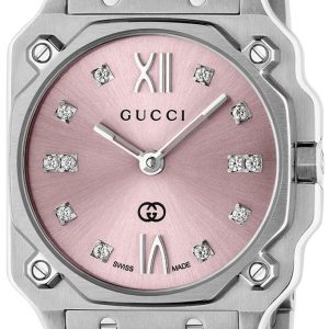 Gucci Damklocka YA166501 G Flat Rosa/Stål