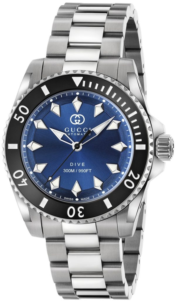 gucci herrklocka ya136362 dive blå/stål ø40 mm