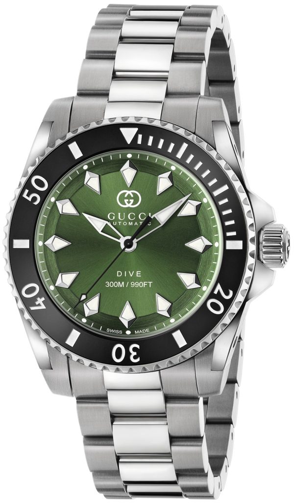 gucci herrklocka ya136363 dive grön/stål ø40 mm