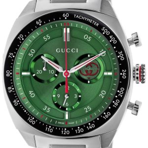 Gucci Herrklocka YA142318 Interlocking Grön/Stål Ø41 mm