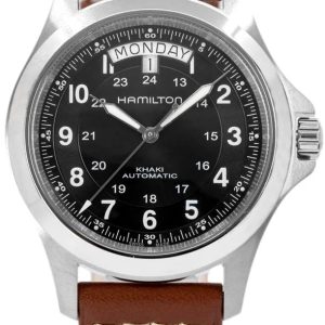 Hamilton Herrklocka H64455533 Khaki Field King Automatic Svart/Läder