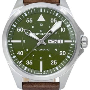 Hamilton Herrklocka H64635560 Khaki Aviation Pilot Grön/Läder Ø42