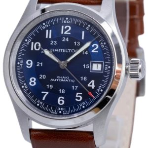 Hamilton Herrklocka H70455540 Khaki Field Blå/Läder Ø38 mm