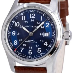 Hamilton Herrklocka H70605540 Khaki Field Blå/Läder Ø42 mm