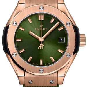 Hublot Damklocka 591.OX.8980.RX Classic Fusion Grön/Gummi Ø29 mm