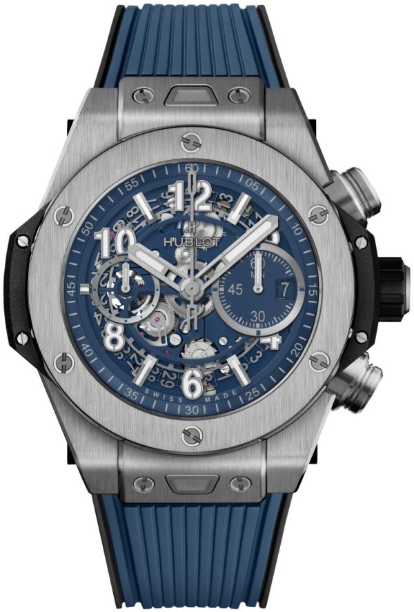 hublot herrklocka 421.nx.5170.rx big bang 44mm blå/gummi ø44 mm