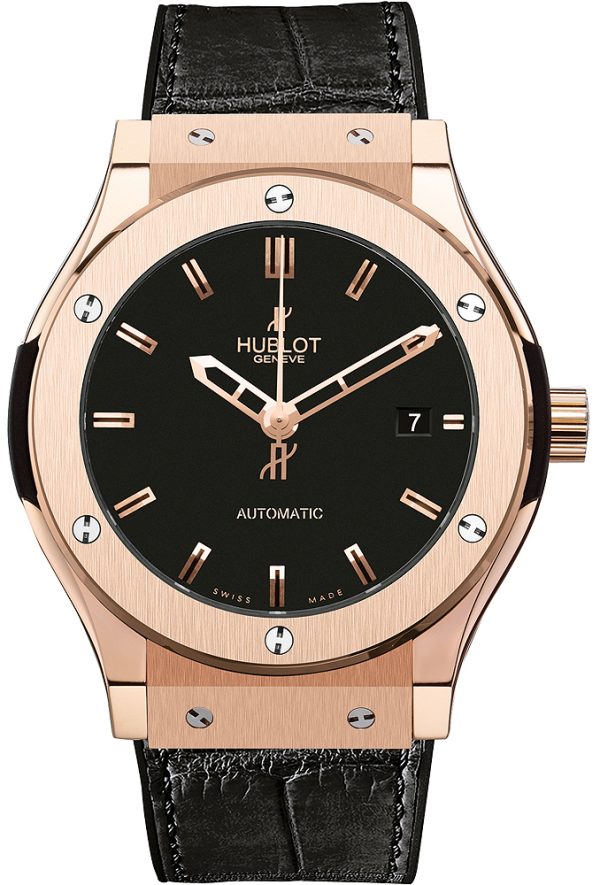 hublot herrklocka 511.ox.1180.lr classic fusion svart/läder ø45 mm