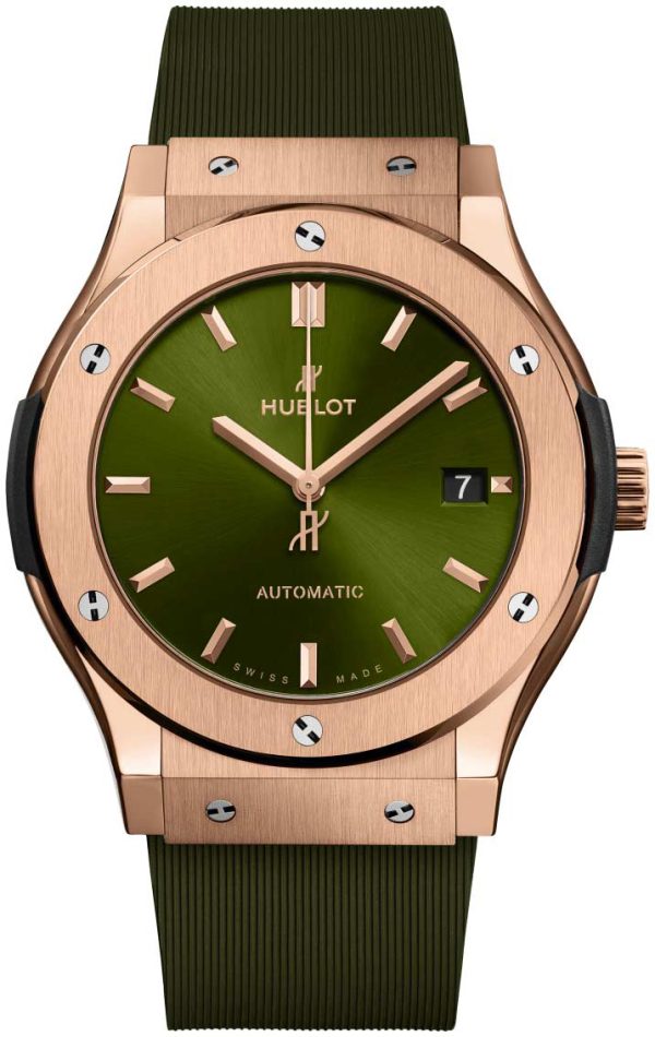 hublot herrklocka 511.ox.8980.rx classic fusion grön/gummi ø45 mm