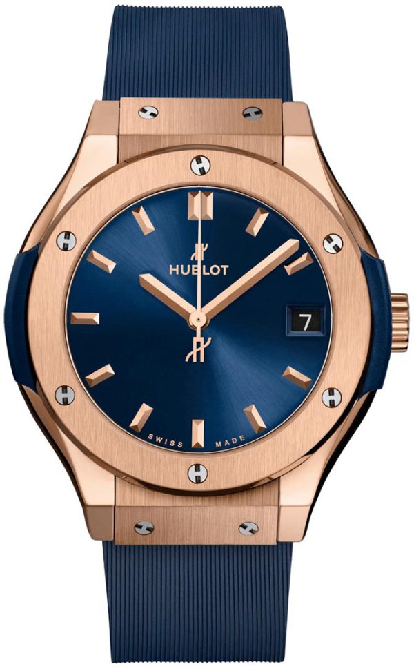 hublot herrklocka 542.ox.7180.rx classic fusion blå/gummi ø42 mm