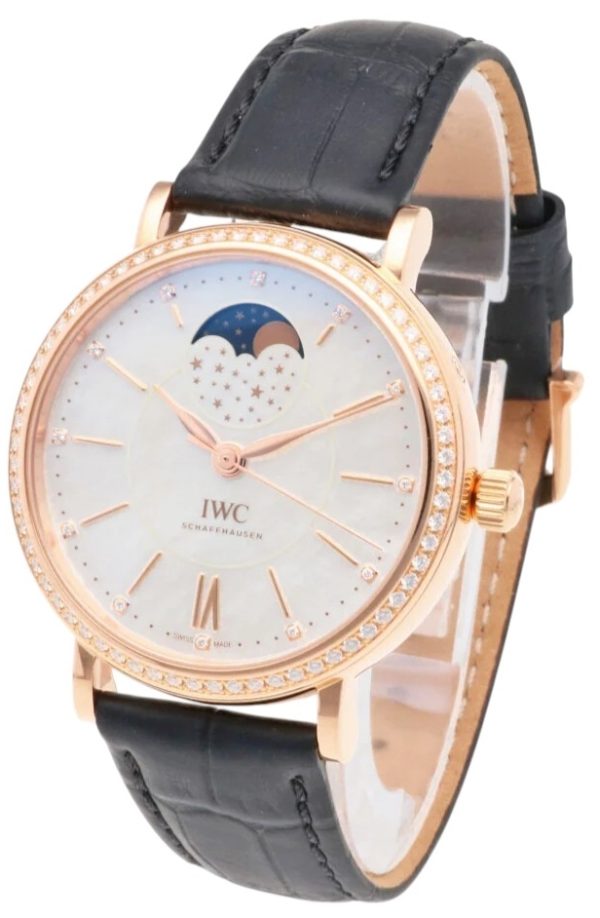 iwc damklocka iw459002 portofino vit/läder ø37 mm