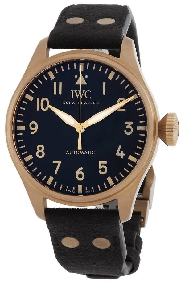 iwc herrklocka iw329703 big pilot svart/läder ø43 mm