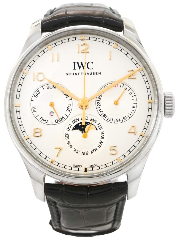 iwc herrklocka iw344203 portugieser silverfärgad/läder ø42.4 mm