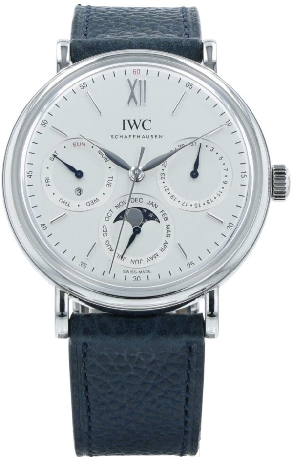 iwc herrklocka iw344601 portofino vit/läder ø40 mm