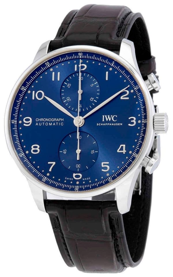 iwc herrklocka iw371606 portuguese blå/läder ø41 mm