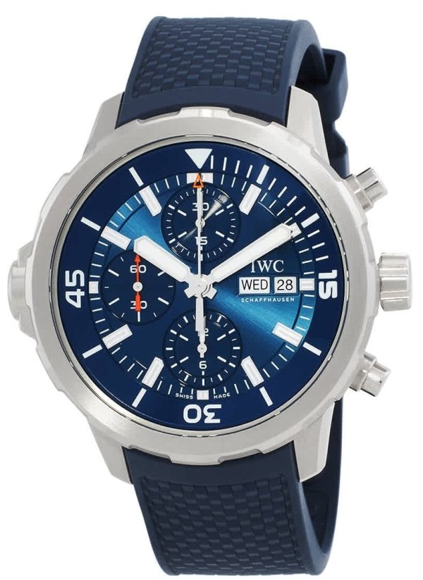 iwc herrklocka iw376806 aquatimer blå/gummi ø44 mm