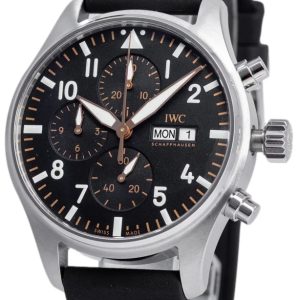 IWC Herrklocka IW378009 Pilots Svart/Gummi Ø43 mm