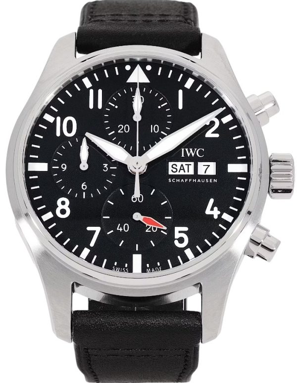 iwc herrklocka iw388111 pilots svart/läder ø41 mm