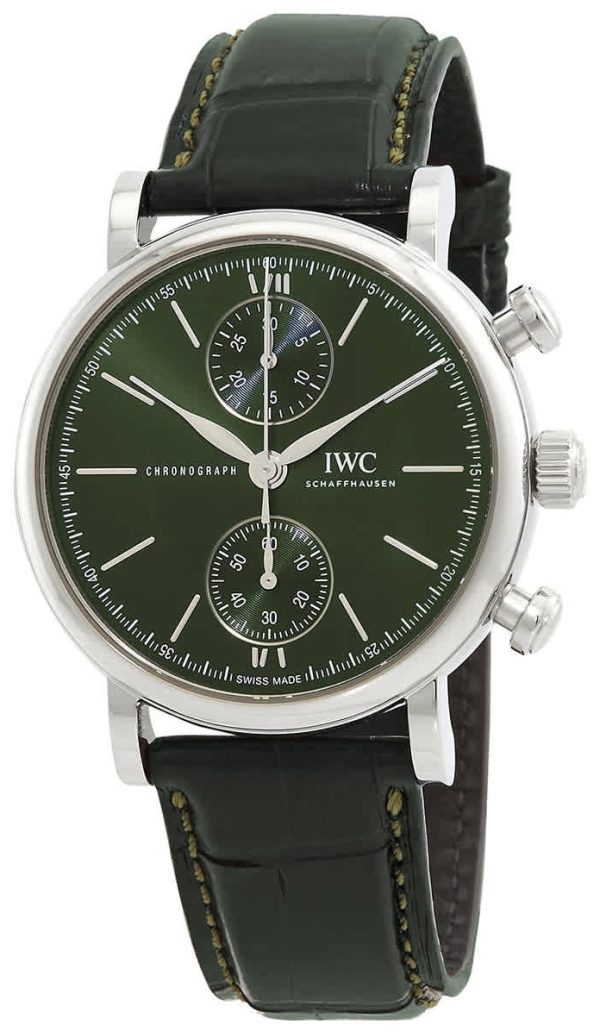 iwc herrklocka iw391405 portofino grön/läder ø39 mm
